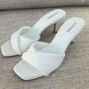 Never worn white leather mule heel brand new size 7